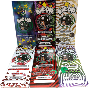 One Up Mushroom Chocolate Box 3.5G Magic Mushrooms Psilocybin Chocolate Bar Milk Cookies and Cream Empty Packaging Boxes 6 Flavors